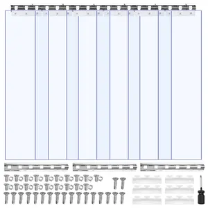 VEVOR Clear PVC Strip Curtain,  , 84 in Height x 38 in Width x 0.08 in Thickness, 6 PCS Walk in Freezer Cooler Curtain Strips, Thermal Insulating Plastic Door Strips for Warehouse, Freezer, Garage Doors