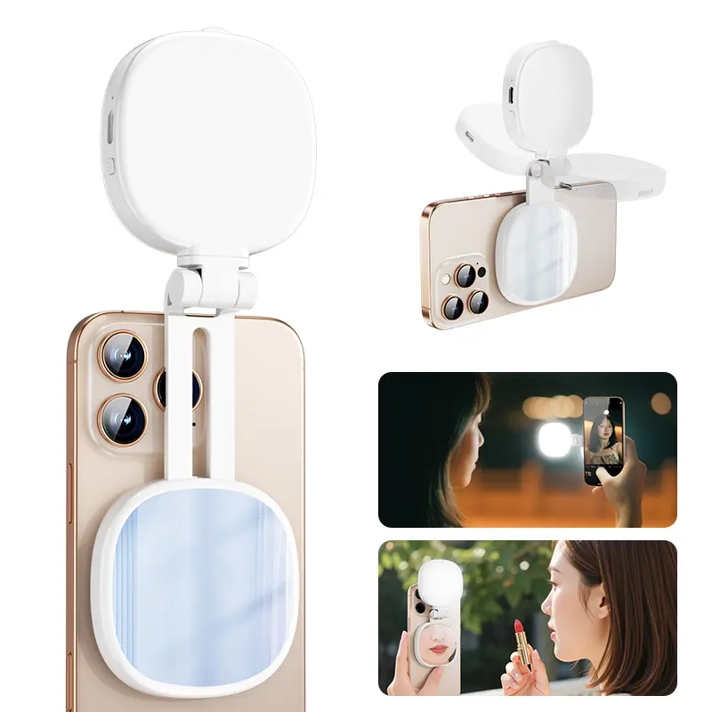 BEFAME 3-in-1 Magnetic Mirror Selfie Light360° LED Ring Light For Phone , Mirrorand Phone Stand, Portable Rechargeable Fill Light, 3 Color Temperatures for Makeup,Live Streaming, Video Calls, Gift. Led Light Ring Spinner