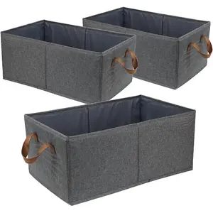 Pack of 3 Large Capacity Storage Bins Closet Organizer System, Sturdy Foldable Storage Boxes for Organizing Clothing, Sheets, Toys, Books - Shelf Organizer Shelves Basket Storage Bin  Compact Size Household