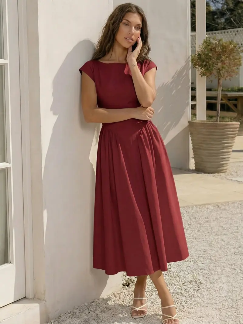 boat neckline dress - TikTok Shop