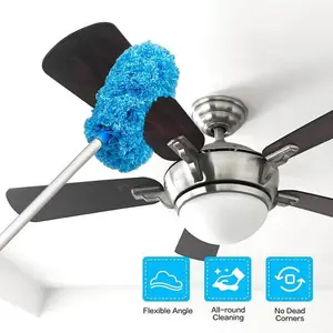 Extendable Microfiber Ceiling Fan Duster - Reusable, Effortless Cleaning Brush , Ideal For RVs & Home Use, Blue Grey