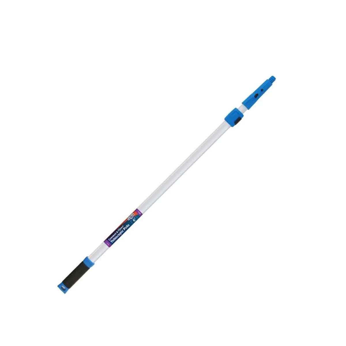 Unger 1025271 Ergonomic Telescoping Aluminum Cleaning Extension Pole, 6 ft x 2 in Blue & White Tri-Shaped Pole, Non-Slip Grip, Quick-Flip Clamps, 1 lbs, Indoor/Outdoor Home Use, Extend Your Reach Capability