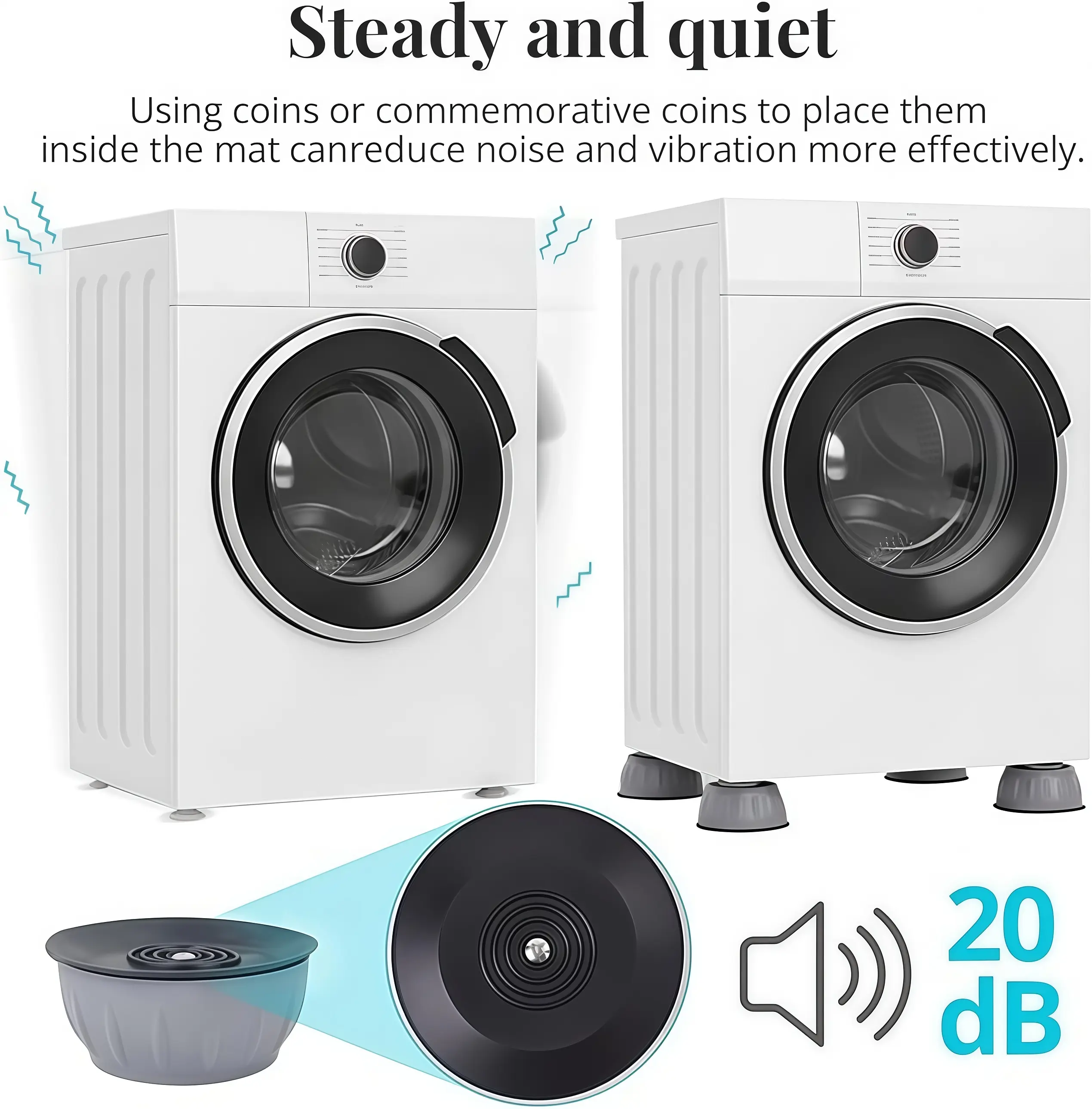 4 Universal Household Appliance Anti-Vibration and Anti-Slip Pads, Washing Machine Soundproof Anti-Vibration Pads, Anti-Slip Washing Machine Shock Absorption Base, Multi-Functional Appliance Anti-Slip Mats, Noise Reduction Washing Machine Pads