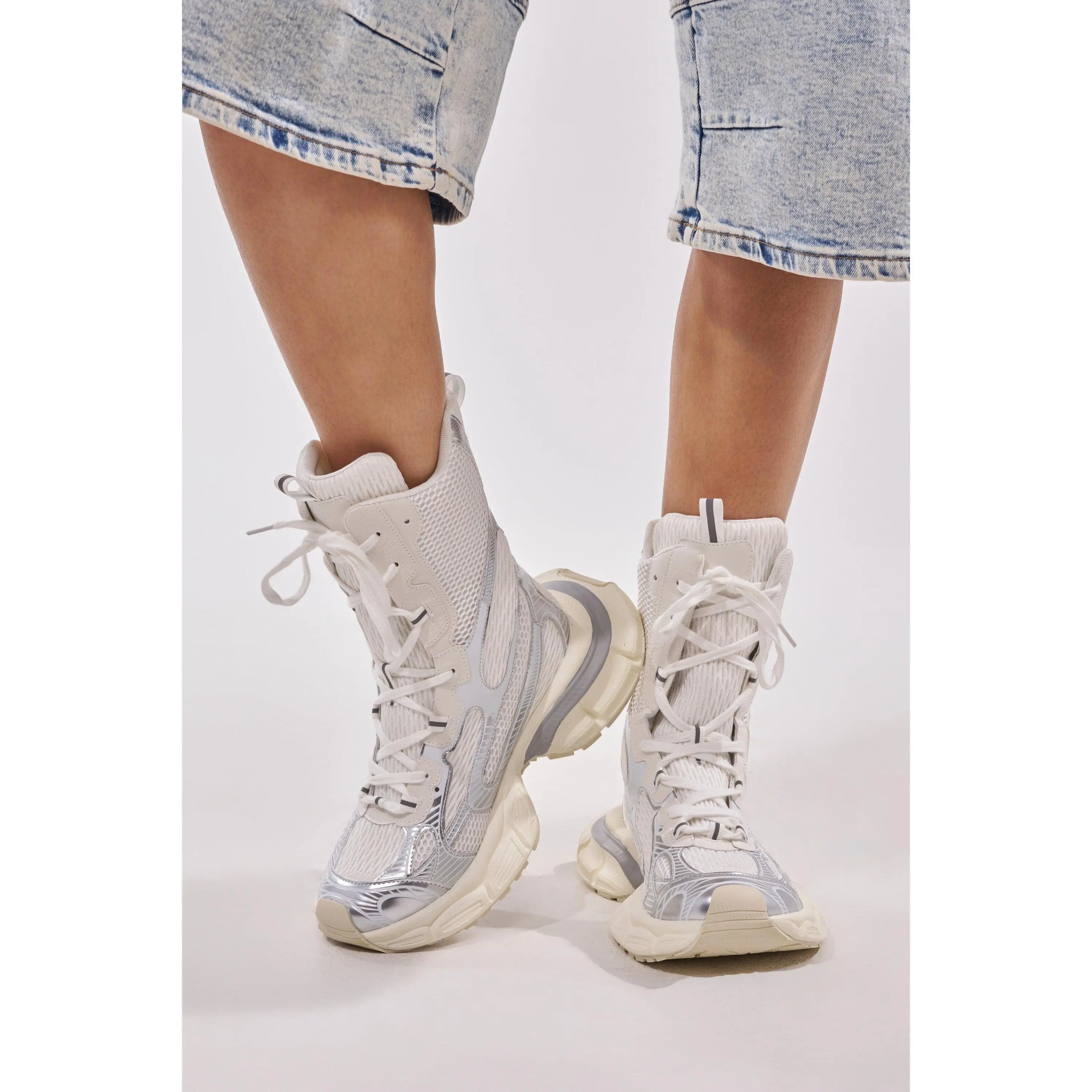 AZALEA WANG YVONNE WHITE LACE UP SNEAKER