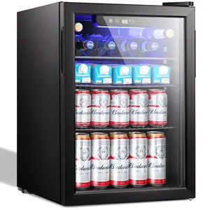 Mini Fridge  Beverage Refrigerator Cooler,2.4Cu.Ft  LED Light and Quite Operation, Wine Fridge with Digital Temperature Display and Adjustable Removable Shelves for Beer Soda Wine