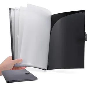 10-Pocket File Folder, Letter A4 Paper Project Organizer Folders with Snap Button, Plastic Document Organizer for School Office Home