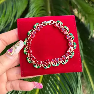 14K gold Plated Sweet Cherry Tennis Bracelet