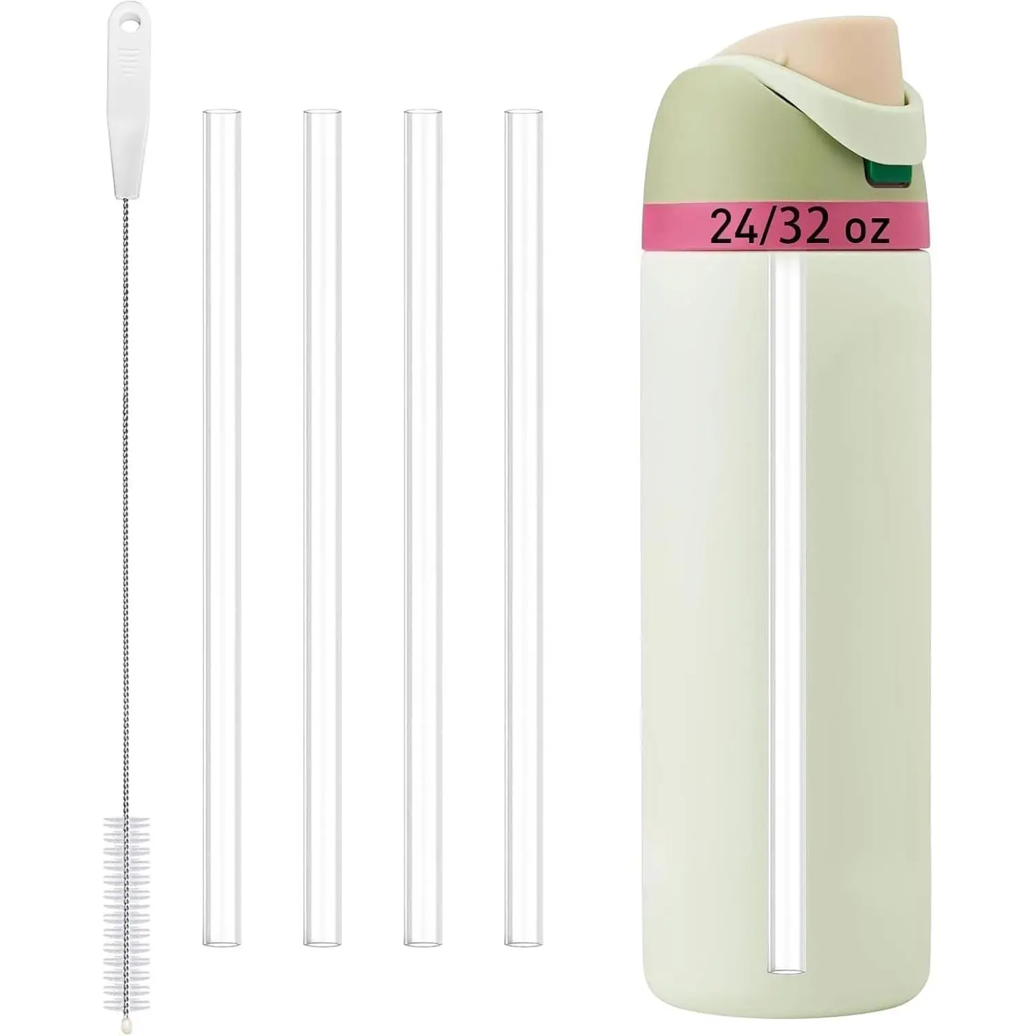 4-Pack Plastic Drinking Straw Replacements for 24oz/32oz/40oz Water Bottles, Dishwasher Safe (24oz/32oz Fit)