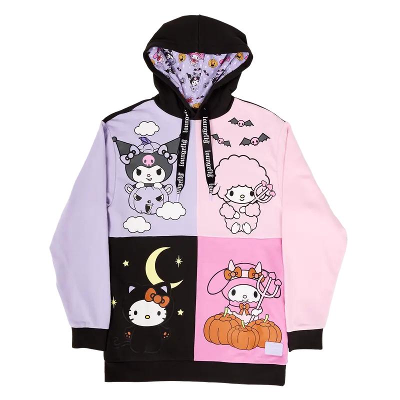 Sanrio Hello Kitty & Friends Costume Unisex Hoodie, Jersey, Pockets, Multicolor, Casual, Cotton, Long Sleeve, Tops