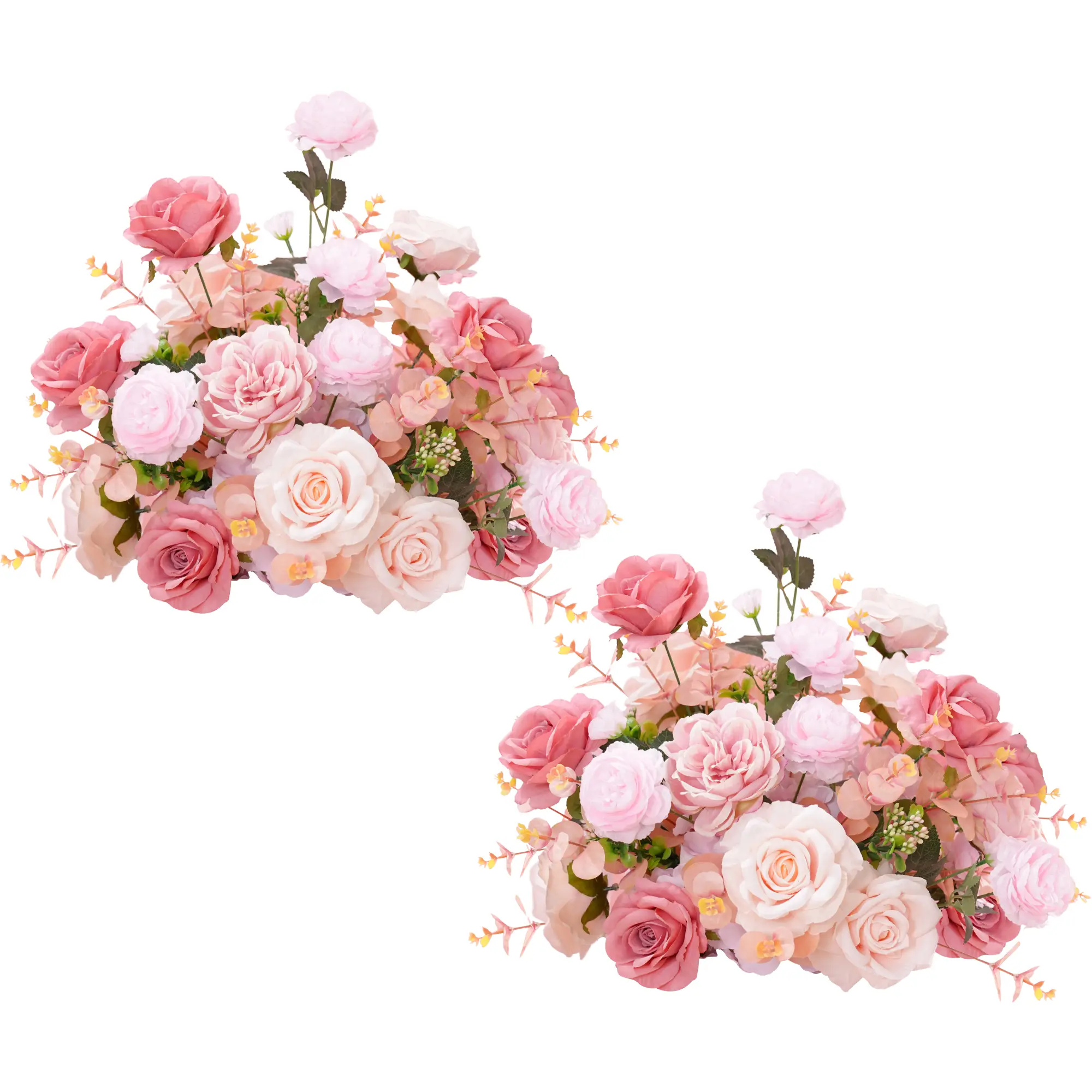 S-A8141 Love-Themed Silk Pink Rose Floral Tabletop Centerpiece - 2pcs 1.47ft, Decor for Weddings, Home & Banquet Festive Party Supplies