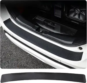 Car Rear Bumper Protector Guard, AntiScratch Carbon Fiber Trunk Door Sill Protection Strip Sticker, Universal Vehicle Trim Cover Accessories for Car, Truck, SUV, Van (.*.in, Black)