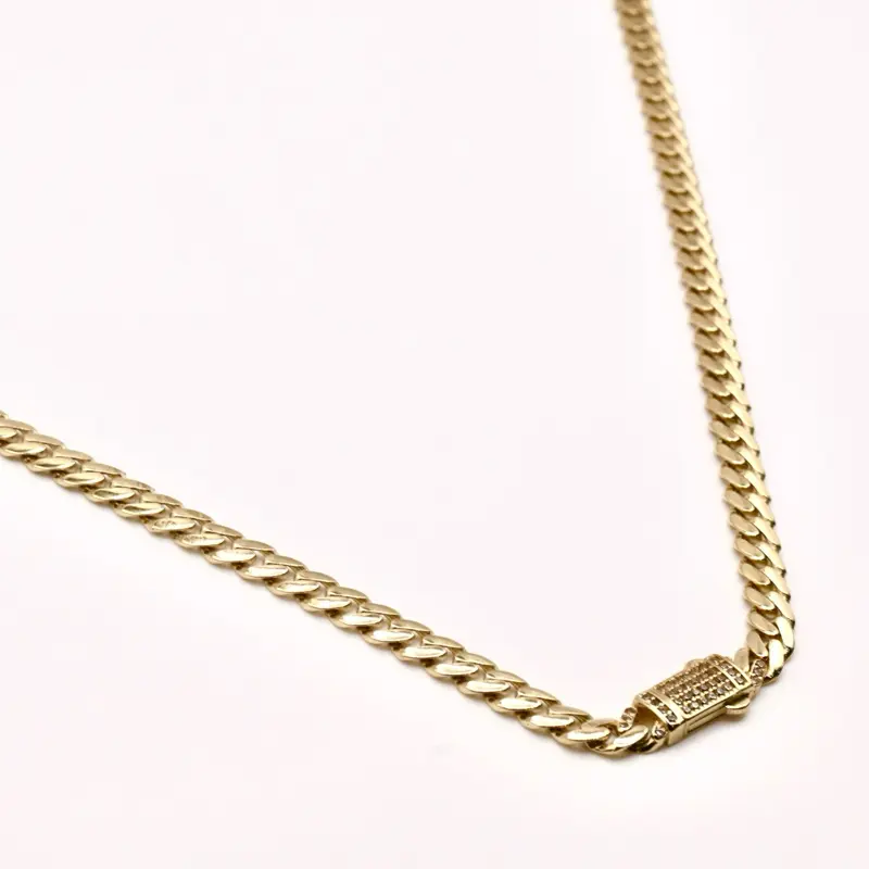 14k Monaco Gold Chain Necklace 4.8mm Multiple Sizes 585/14K Classic Style Real Solid Gold Unisex Design