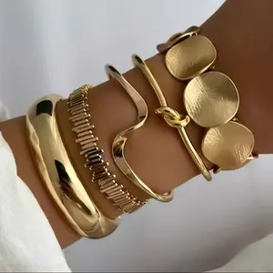 Fashion Multifunctional Irregular Geometric Wave Knot Bracelet Set, 5 Pieces, Perfect for Daily Wear & Holiday Gifts