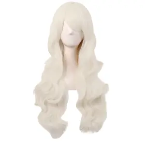 28 Inch/70 cm Charming Women Side Bangs Long Curly Full Hair Synthetic Wig ( Blonde)