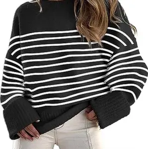 ANRABESS Women's Oversized Crewneck Long Sleeve Fuzzy Knit Casual Chunky Warm 2025 Fall Pullover Sweaters Top Trendy Outfits