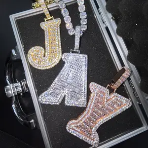 Large trapezoidal square letter pendant necklace, a hip-hop trendy everyday accessory, perfect as a Valentine’s Day gift for your loved one, family, or couple.