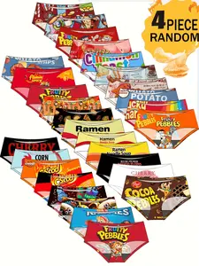 Women's Cute Snack 3D Cartoon Digital Print Underwear, Comfortable Everyday Casual Slim-Fitting Panties, Versatile All Seasons Wear Random Pack