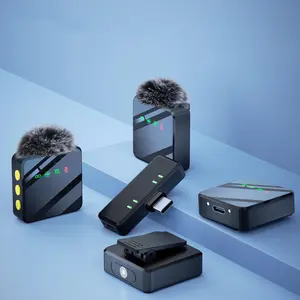 Wireless Lavalier Microphone, 1 Set USB Rechargeable Wireless Microphone, Lapel Mic for Smartphone, Mobile, Video Recording, Teaching, Interviews, Podcast, Conference, Vlog, Live Streaming Mic, USB Streaming Mic