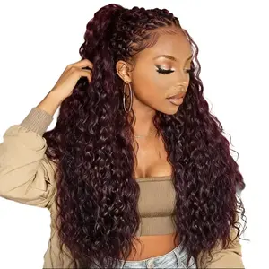 Nadula 13x4 Pre-Everything Lace Frontal Black Cherry Water Wave Wig Effortlessly Glueless Human Hair Wig TikTokShopSpringGlowUp Greenish