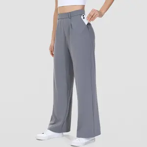 Women's High Waist Wide Leg Pants, Dressy Casual Palazzo Pants with Pockets, Business Work Slacks Trousers for Office Work, Travel, and Everyday Wear