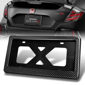 W-Power Red Real Carbon Fiber License Plate Cover Frame Front Rear With Bracket