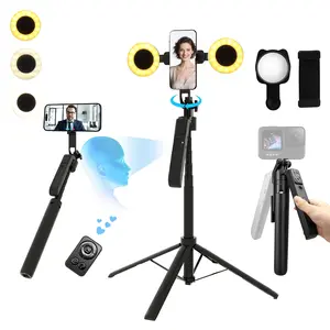 Auto Face Tracking Selfie Stick Tripod with Fill Light, 360 Rotation & Gesture Control, 70.9" Selfie Stick Tripod for iPhone with Remote for for TikTok/Vlog/Live Stream/Video Recording