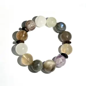 Intuition & Abundance Crystal Bracelet – Grey Moonstone, Amethyst, Citrine, White Phantom & Super Seven