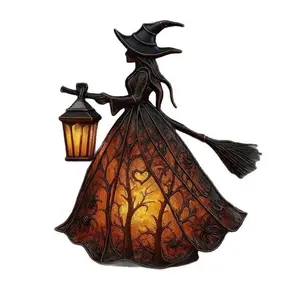 Gothic Witch LED Night Light, USB Powered, Resin Decorative Lamp, Daily Home Decoration, Desk Atmosphere Light, Ambient Night Lamp, Unique Dark Style, Resin Material, LED Lighting, Gothic Design