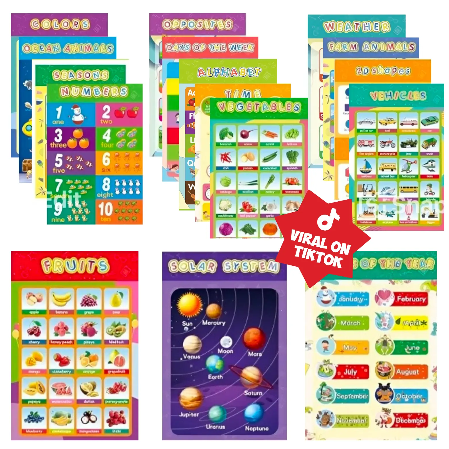 16  Educational Posters for Toddlers Classroom and Teacher Decor for Kids, Perfect for Ages 1-5, Ideal for Elementary and Boho-Themed Rooms.