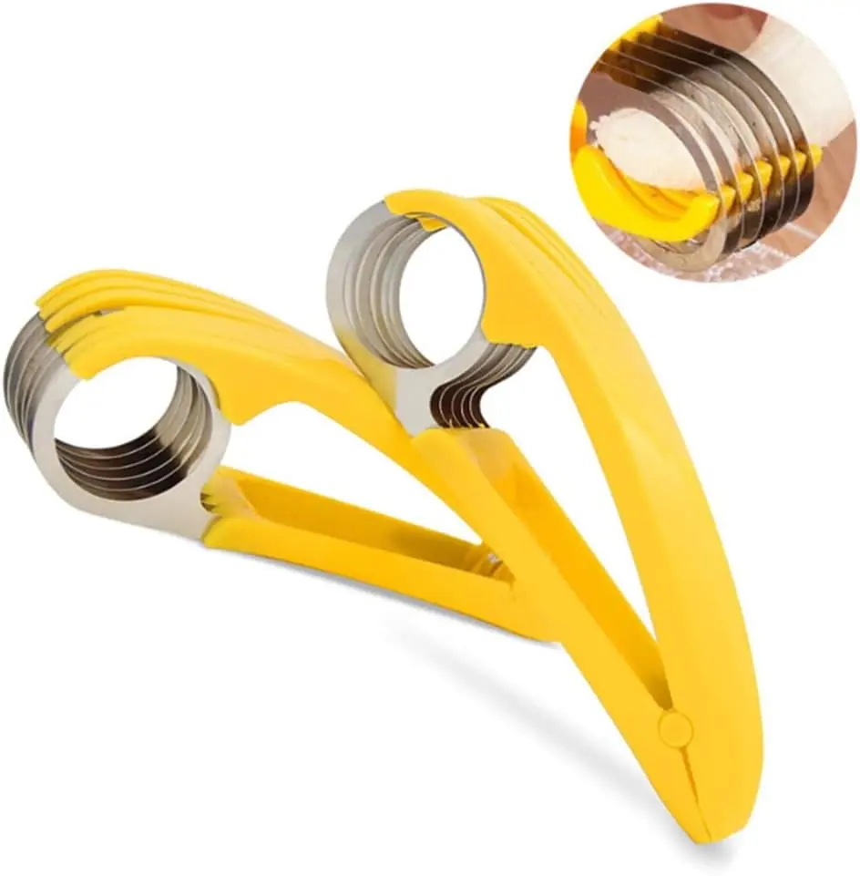 2PCS Banana Slicer Stainless Steel Fruit Cutter with ABS Handle Quick Banana Strawberry Slicing Tool