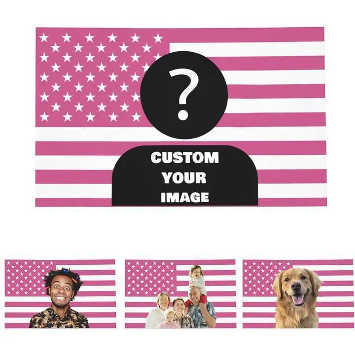 Customizable Pink American Flag Fabric Tapestry - 40x60 in Personalized Photo Customization Print, Anime Character Option, Cozy Space Decor, Great for Indoor Walls, Boyfriend Gift