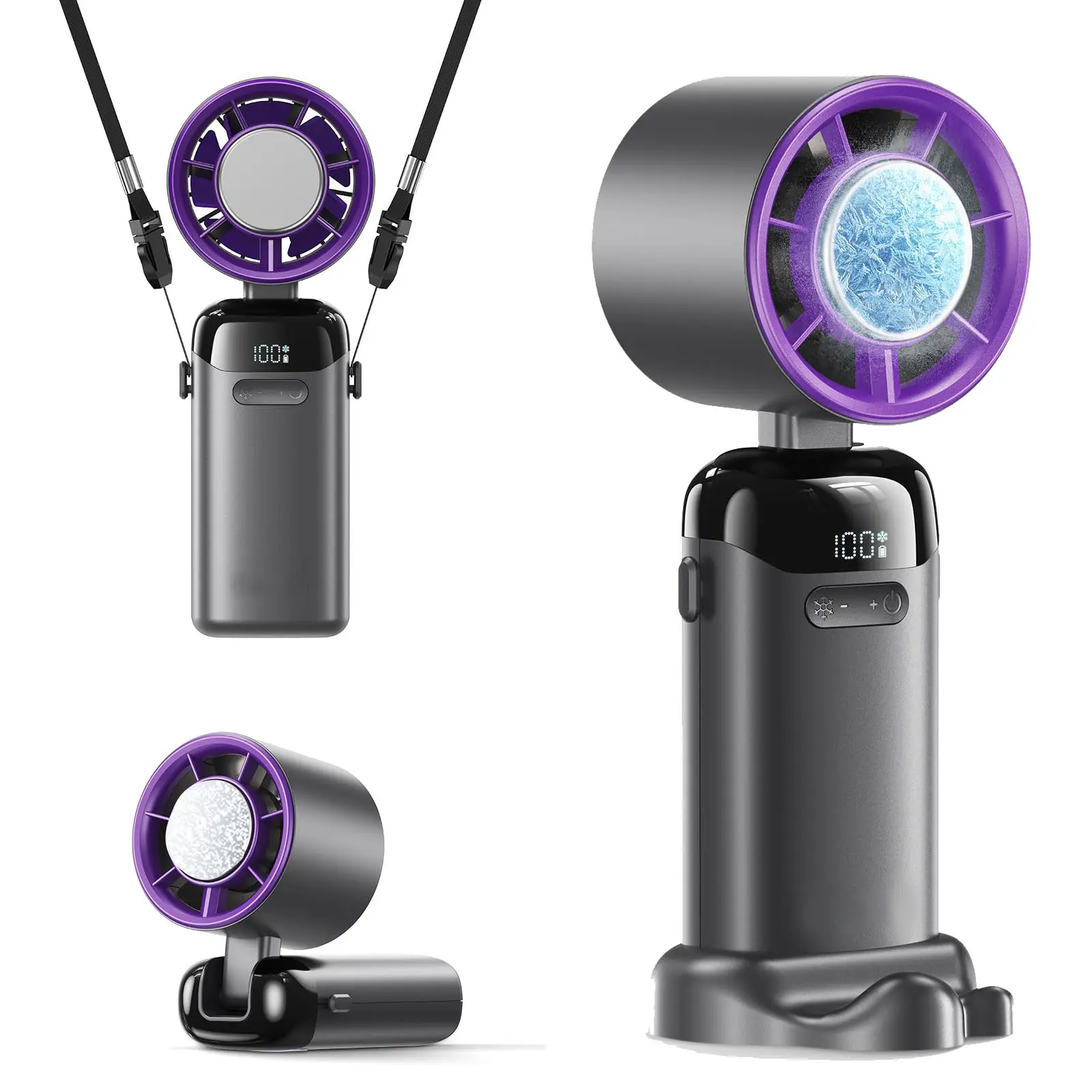 5-in-1 portable refrigeration handheld turbo fan with 200 speed settings,21,000 revolutions per minute, 15hour cooling,digital display, 120° rotation, USB charging,mini handheld personal fan.Suitable for travel,indoor use, and office desk usage