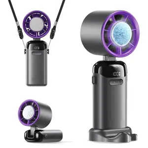 5-in-1 portable refrigeration handheld turbo fan with 200 speed settings,21,000 revolutions per minute, 15hour cooling,digital display, 120° rotation, USB charging,mini handheld personal fan.Suitable for travel,indoor use, and office desk usage