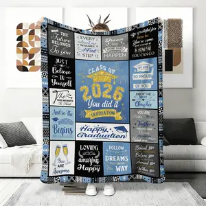 Class of 2026 Graduation Blanket, 'The Tassel Was Worth the Hassle’ Print Flannel Throw, Soft Fleece Gift for Graduate, Proud Celebration Keepsake, Perfect Novelty Gift for Friends Fans Adults Women Men, bedding, plush blankets, blue mellow blanket