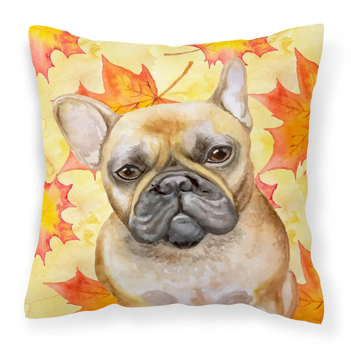 French Bulldog Polyester Heavyweight Home Decor Pillow - 14x14 in x 3 in Thick, Fade-Resistant, Machine-Washable Soft Textile Furnishing