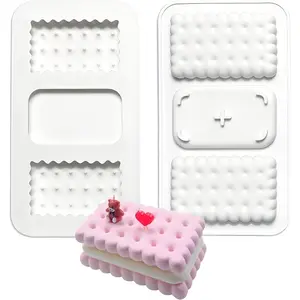 1 PC 3D Cookie Biscuit Silicone Mold, Sandwich Shape Cake Decorating Pan, Shaped Silicone, Baking Tools, Baking Supplies