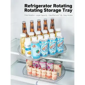 Refrigerator Beverage Storage Turntable Kitchen Salt Sauce Vinegar Condiment Tray Rotatable Storage Rack