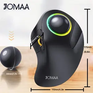 Wireless Trackball Mouse, Rechargeable Ergonomic RGB Rollerball Mouse, Easy Index Finger Control With 5 Adjustable DPI, 3 Device Compatible For Mac/Android/Windows Computers