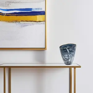 HomeRoots 574244 9 in. Charcoal Oval Glass Table Vase