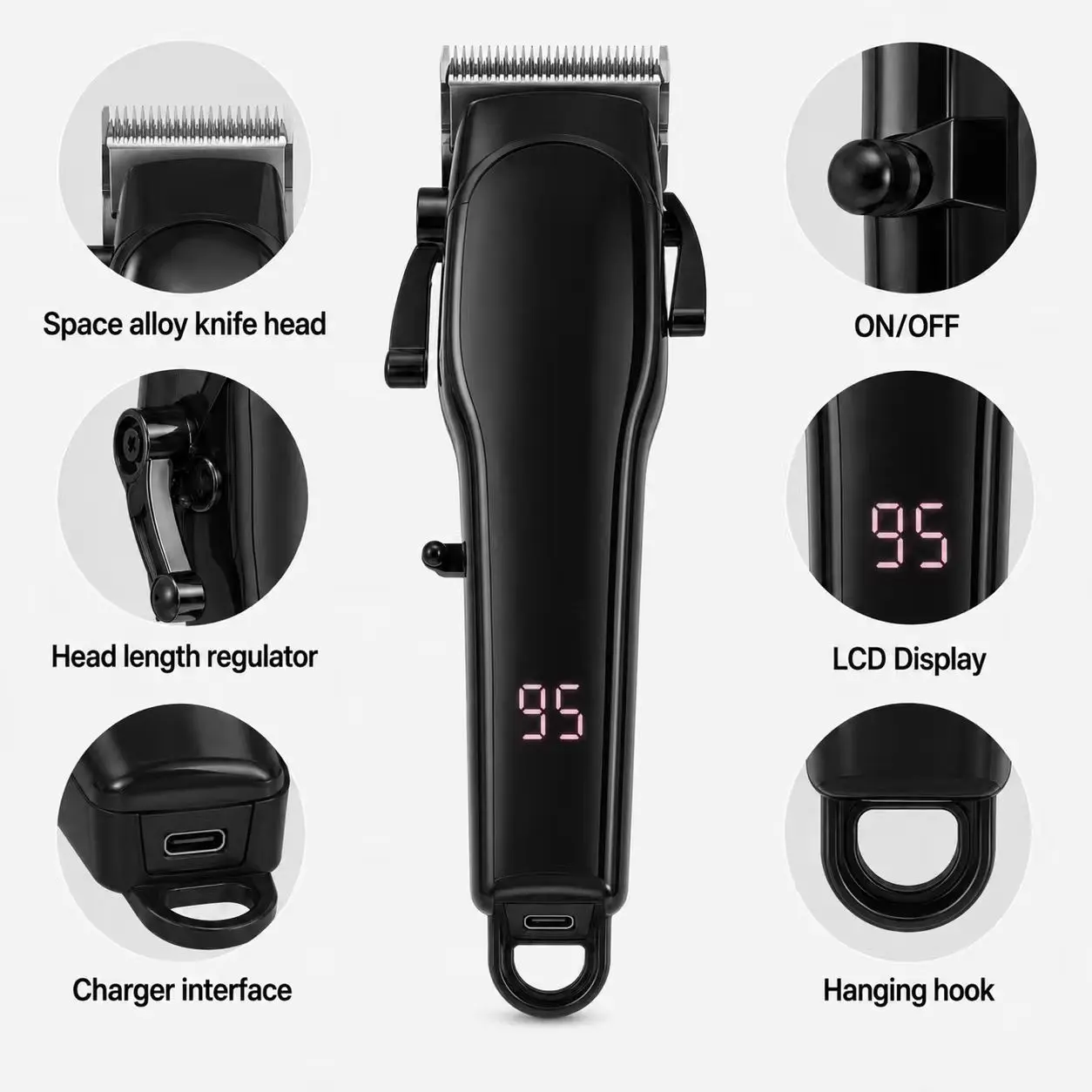 Electric Hair Clipper for Men, Cordless Rechargeable Clippers, Wireless USB Rechargeable, Long-lasting Lithium Battery, Ideal Gift, Home Use, Cordless Hair Cutting, Hair Clipper Trimmer