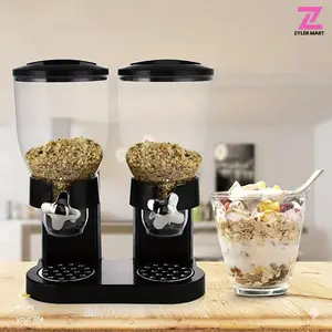 ZYLER Metal Food Storage Dispenser with Storage Container Lid, 1/2/3 PC 1L Kitchen Nut Jar Containers for Cereal, Grain, Countertop Black Kitchenware