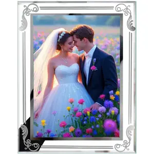 Glass Photo Frames Picture Frame 5x7 High Definition Silver Vertical and Horizontal for Table Desk Shelf Office House Decoration Gifts
