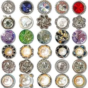 30 Sets No-Sew Invisible  Brooch Buttons - Fashion Cover-Up Clips for Blouses, Dresses, Cardigans | Anti-Gap Modesty Pins for Women, Bridal & Daily Wear (Faux  & Rhinestone)