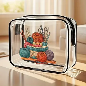 Women's Vibrant Crochet & Knitting Design Small Tote Bag, Perfect for Daily Shopping, Outdoor Activities, Cosmetics Storage, Stylish Square Bag