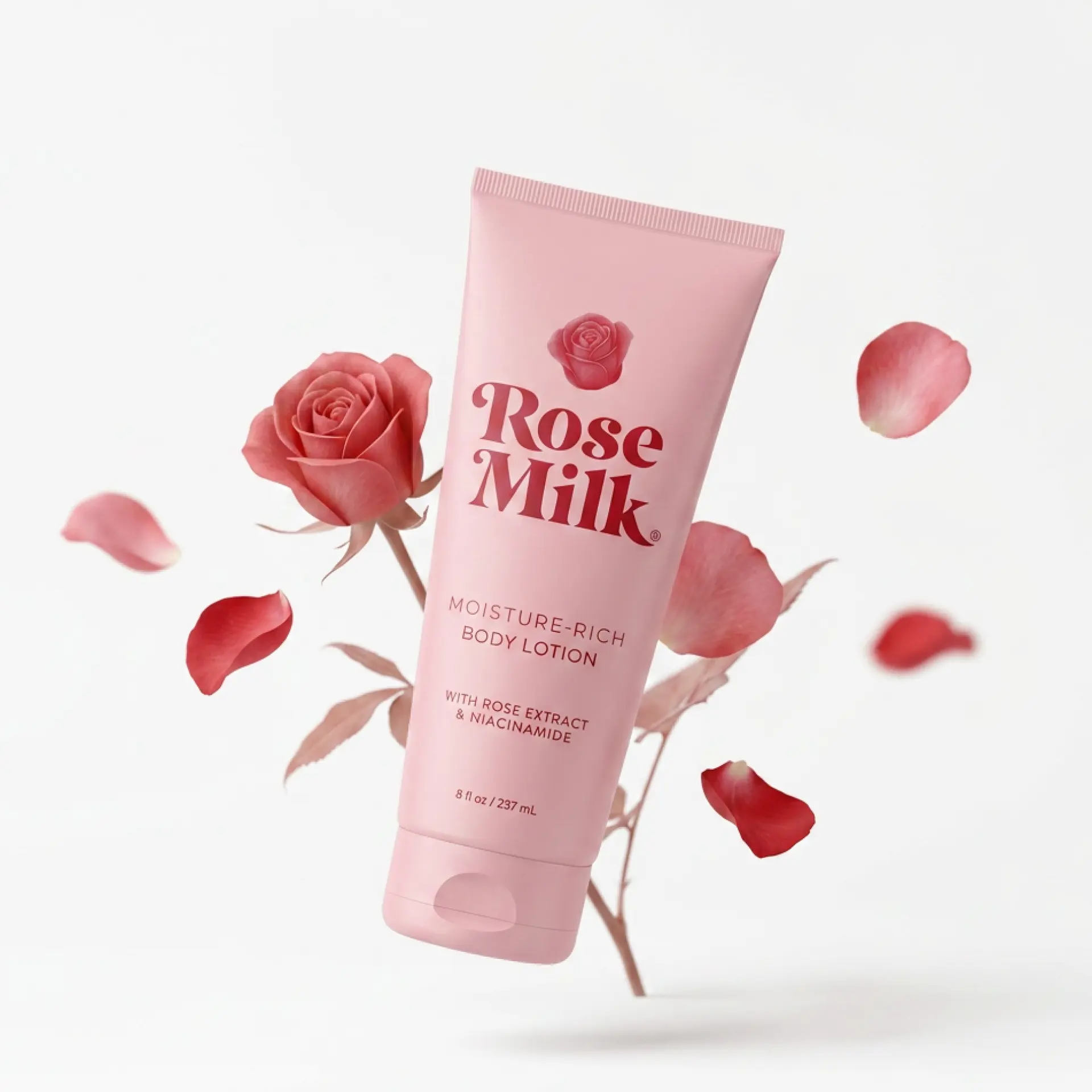 ROSE MILK Body Lotion with Niacinamide & Rose Extract | Moisture-Rich Body Cream for Women | Brightening, Deep Hydration & Skin Barrier Care | Clean Beauty Lotion | 8 Fl Oz | 1-Pack