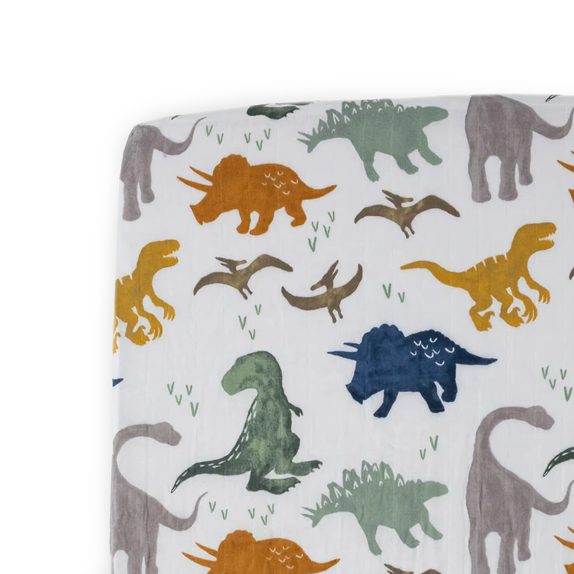 Cotton Muslin Crib Sheet - Dino Friends