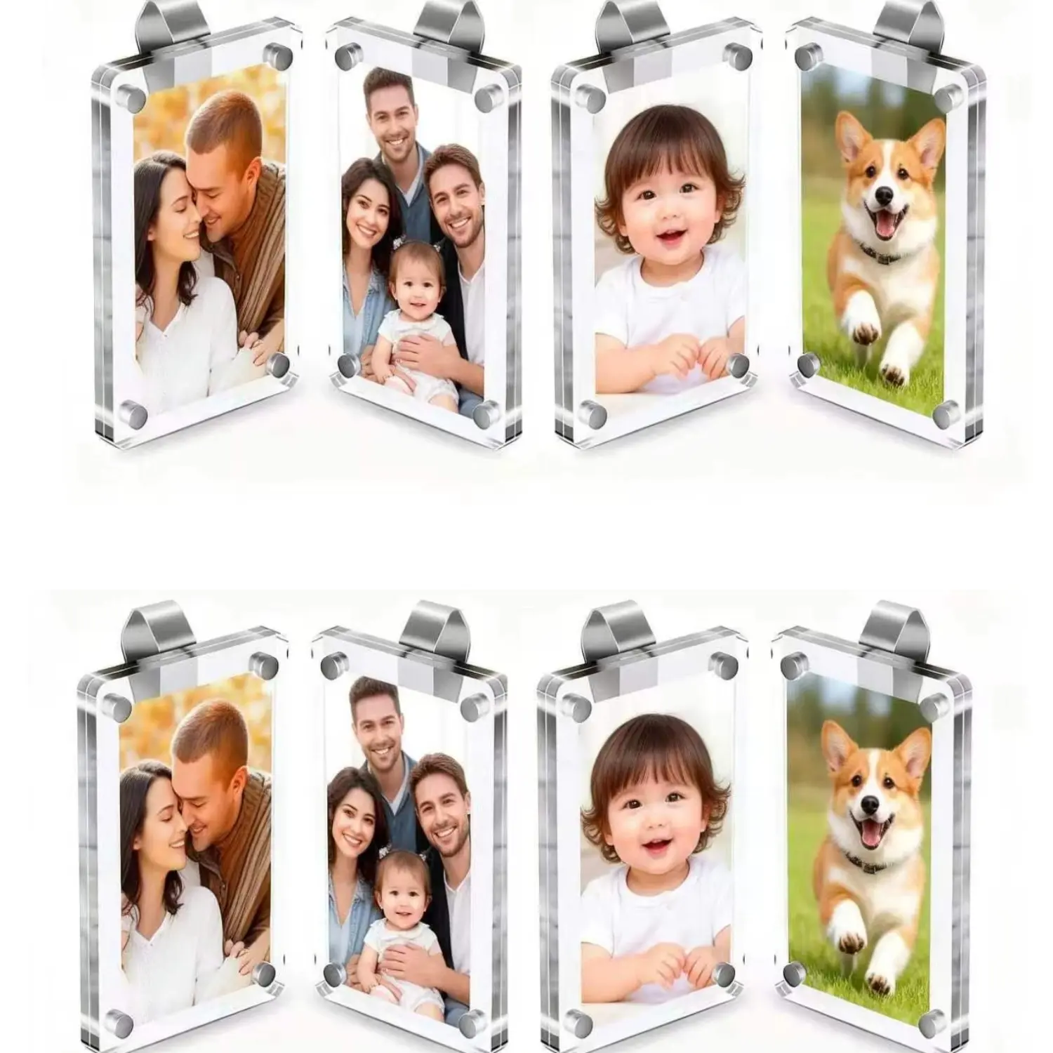 8Pcs Unisex Magnetic Acrylic Car Photo Frames - Magnetic Clips, Sun Visor Mounts, Air Vent Mounts, Car Accessories for Instax Mini, Wallet Photos, Indoor Recreation