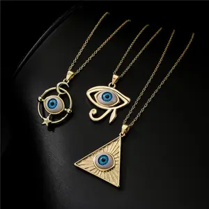 Islam Hamsa Evil Blue Eye Necklace Stainless Steel Turkish Eye Necklace Greek Jewelry ojo turco acero inoxidable