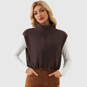 YUCOLEN Women’s Full Zip Fleece Short Vest Warm Winter Sleeveless Sherpa Crop Coat with Stand CollarRAIMENTRY