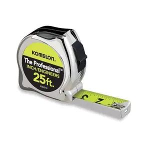 212 MAIN Durable Retractable Steel Measuring Tape, 25 ft x 1 in High Vis Chrome Professional Inch Engineer Hand Measuring Tool